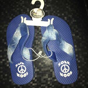 FLIP FLOP BY SOLE KOOL IN A KIDS SIZE 1-2  Peace Signs, SMILEY FACES AND HEARTS